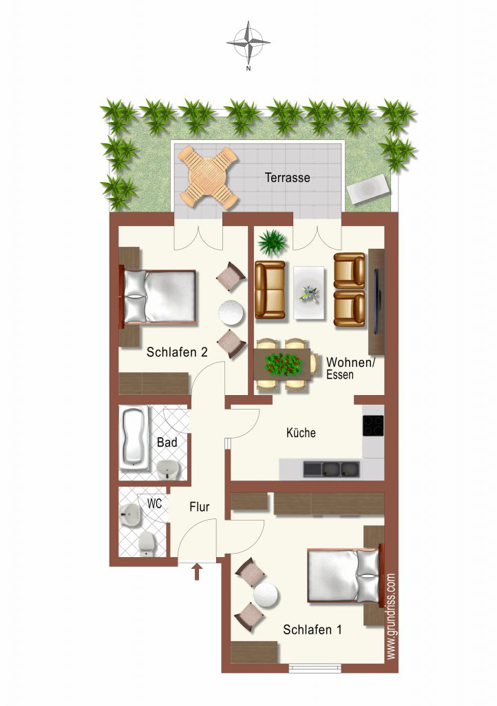 Grundriss der Ferienwohnung Oase102